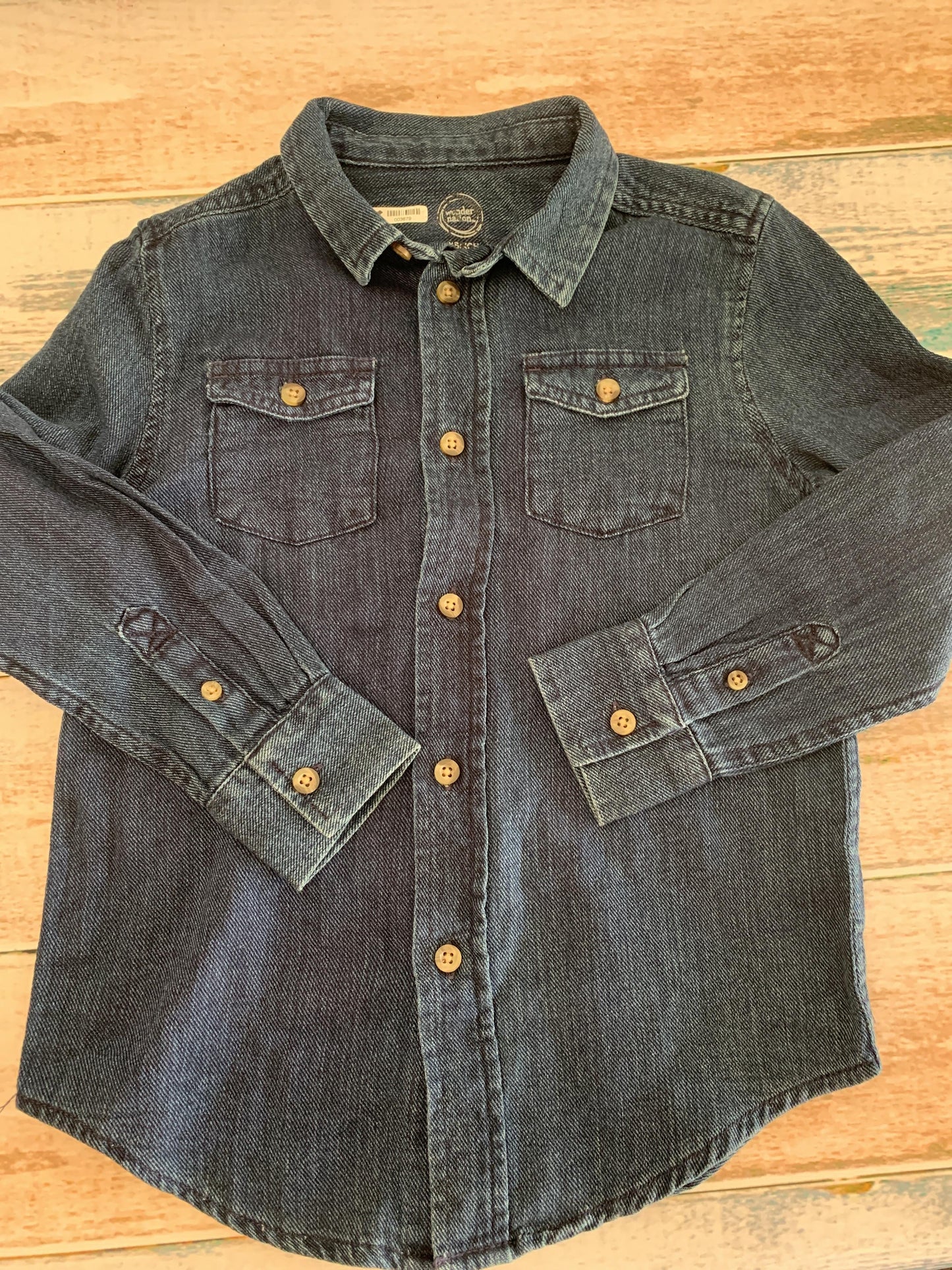 Boys Denim Button Down Short Sleeve Size: 4T Denim