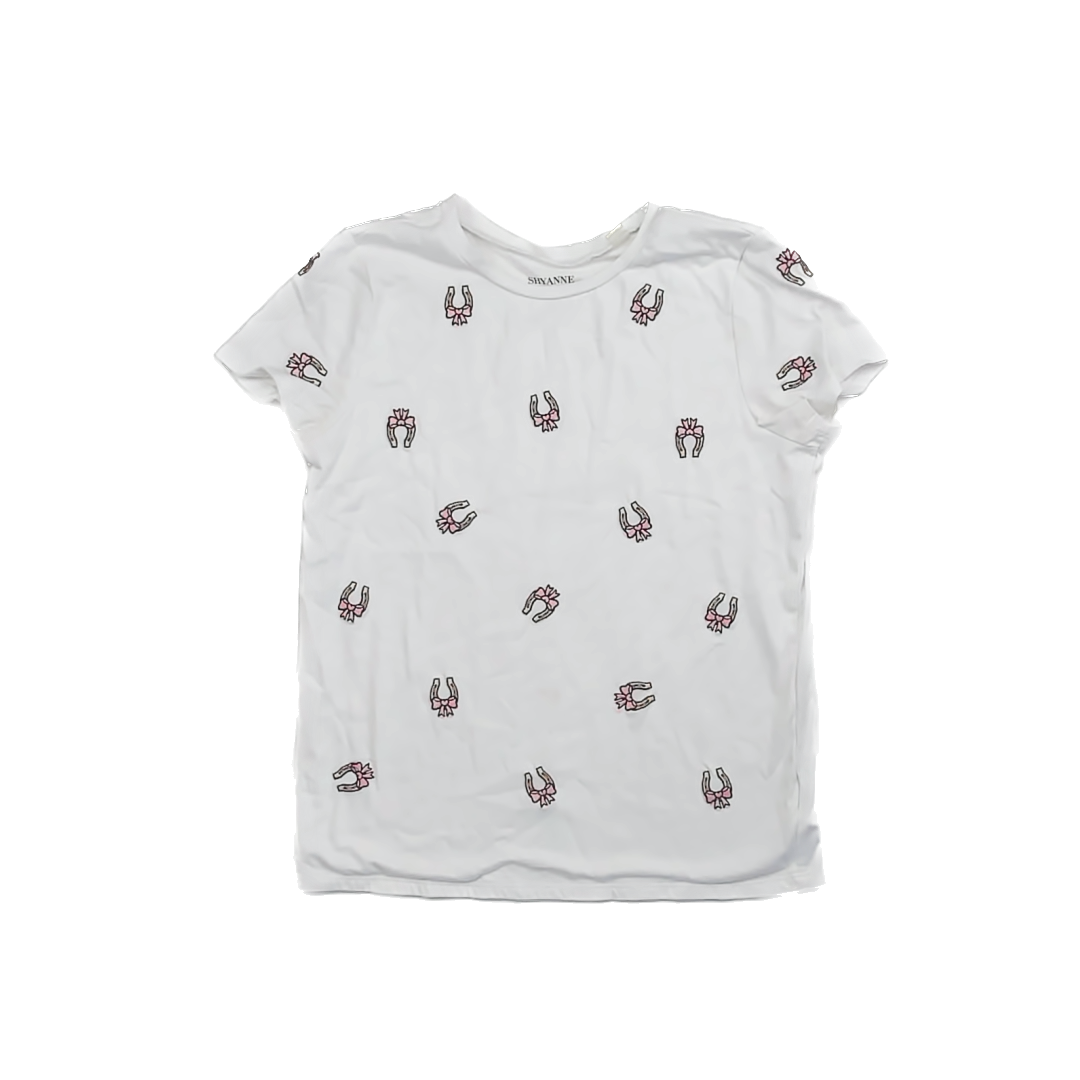 Shyanne Girls Embroidered Horseshoes T-Shirt Size: YLG (14-16 Years) Embroidered Horseshoes