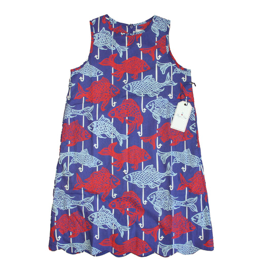 Classic Prep Girls Fishy Fishy Print Dress Size: 6-14 Years Fishy Fishy Print