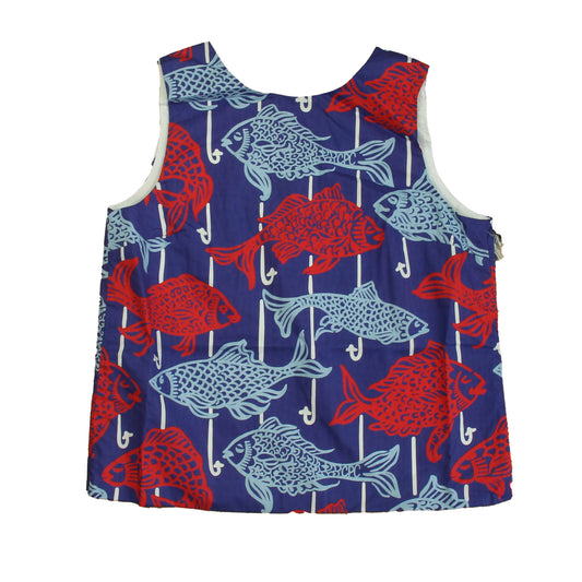 Classic Prep Girls Fishy Fishy Blouse Size: 6-14 Years Fishy Fishy