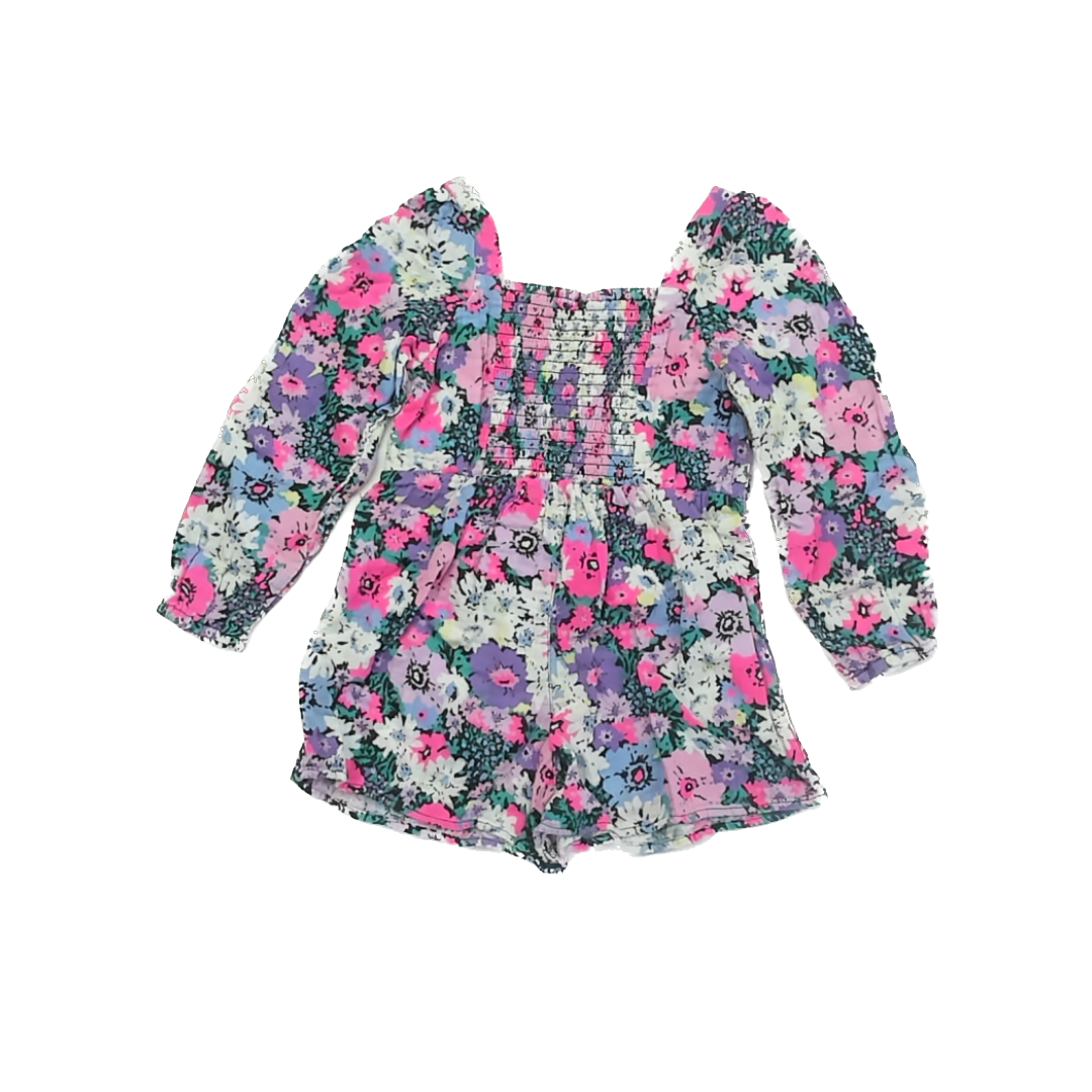 Cotton On Girls Floral Patterned Romper Size: 6 Years Floral Patterned