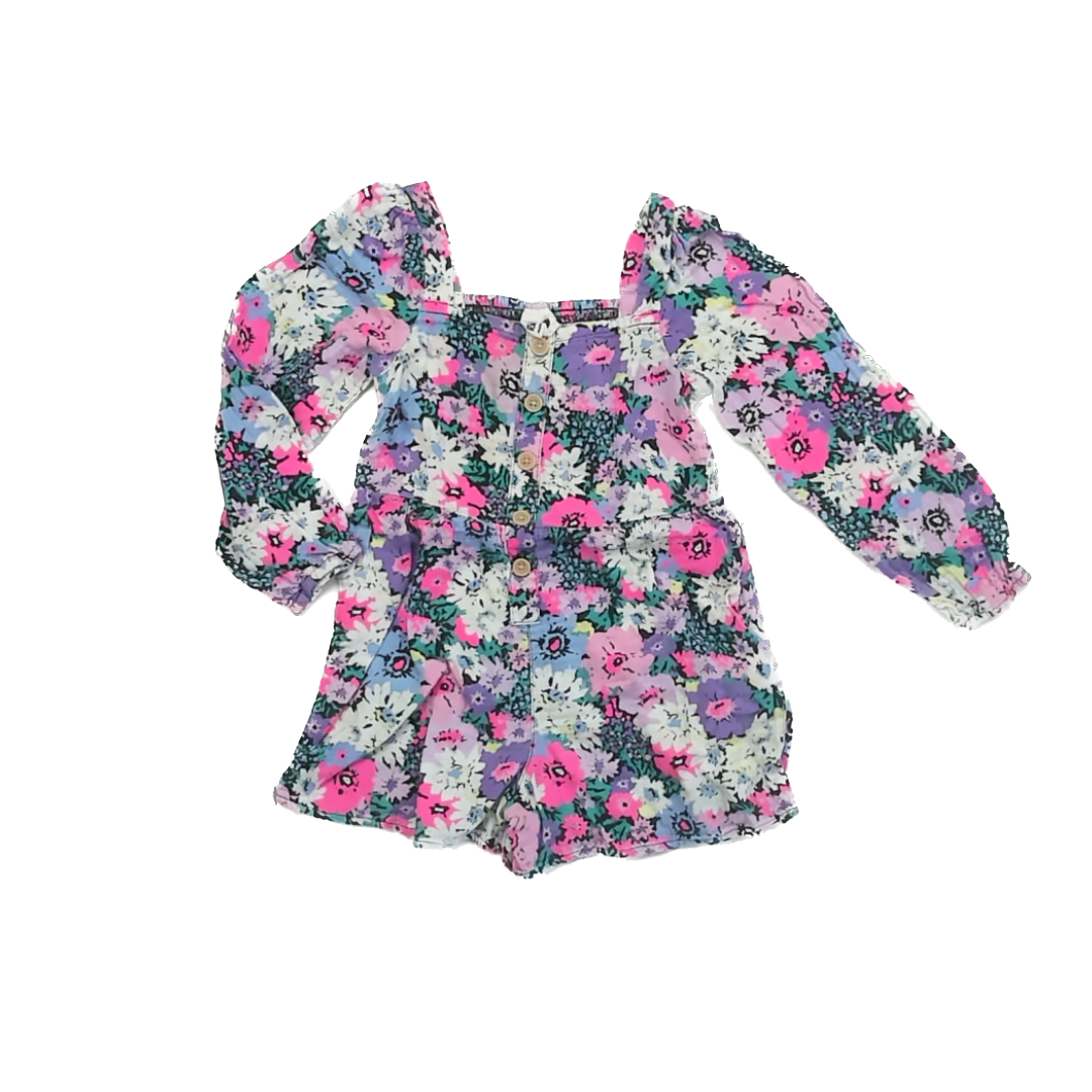 Cotton On Girls Floral Patterned Romper Size: 6 Years Floral Patterned