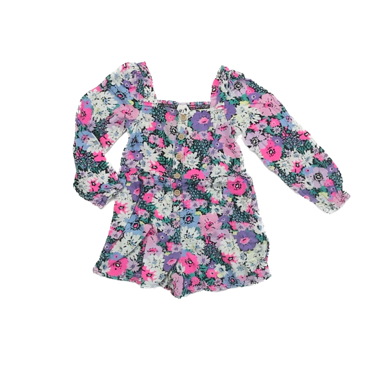 Cotton On Girls Floral Patterned Romper Size: 6 Years Floral Patterned