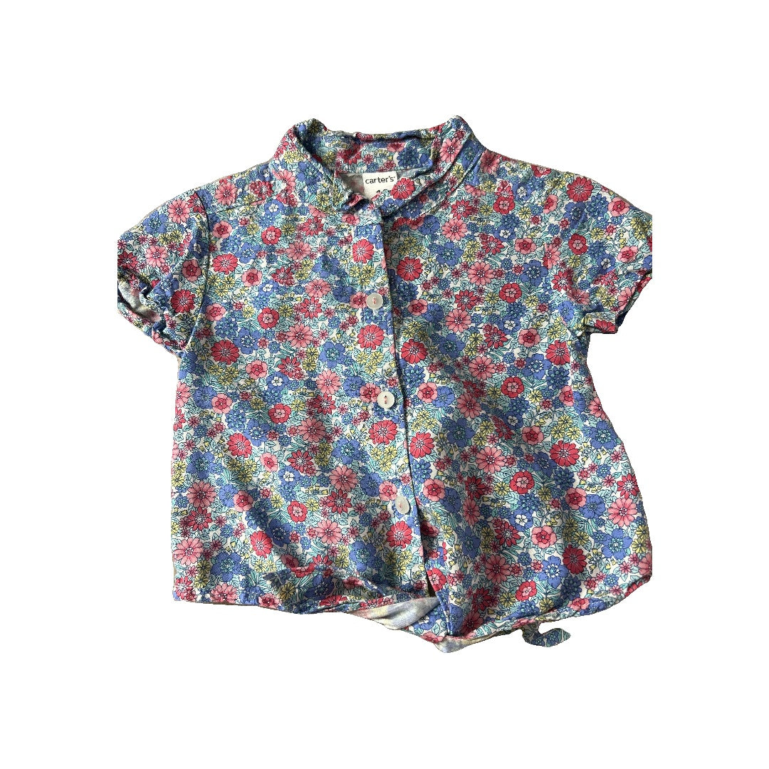 Carters Girls Floral Button Down Short Sleeve Size: 12 months Floral