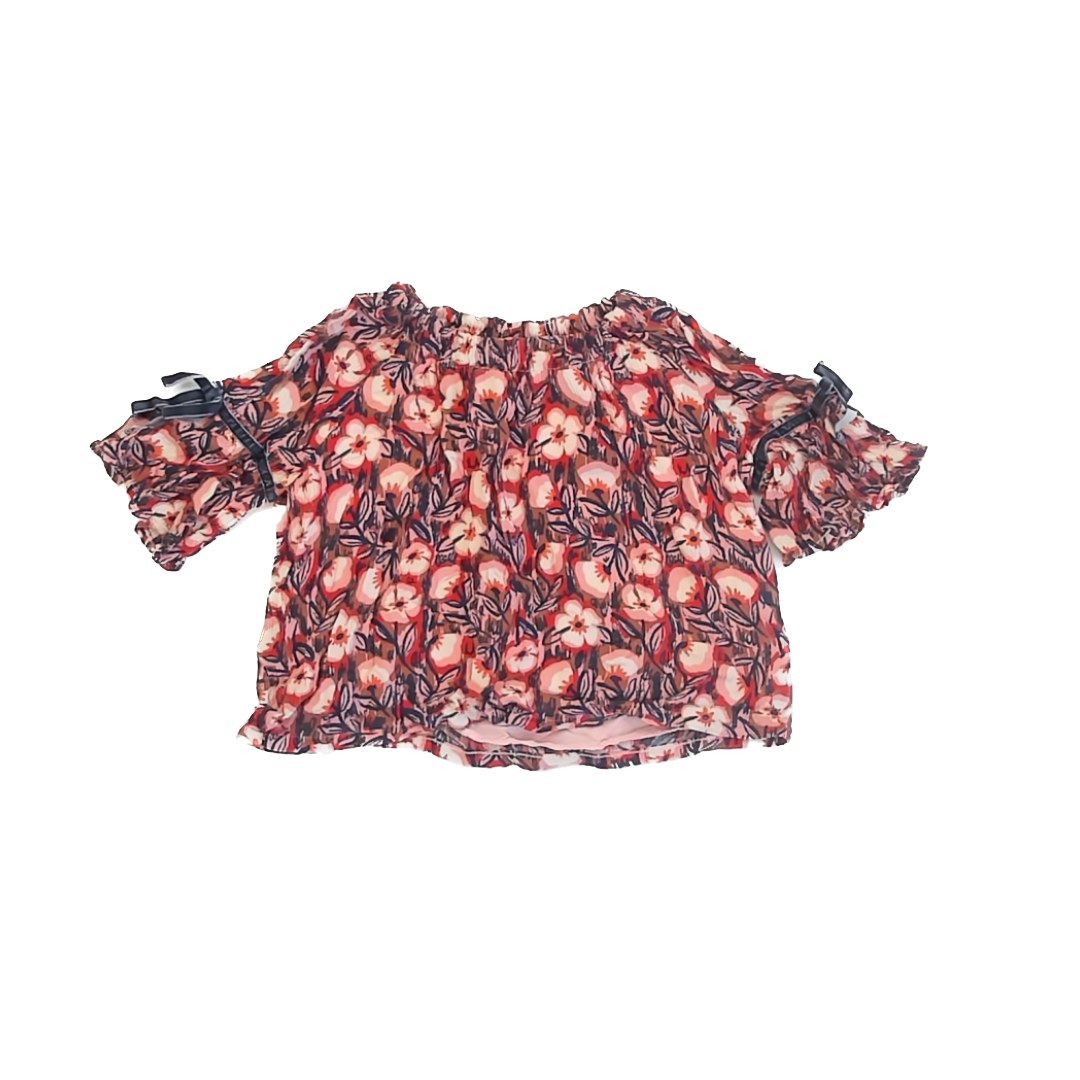 Gymboree Girls Floral Short Sleeve Shirt Size: 5-6 Years Floral