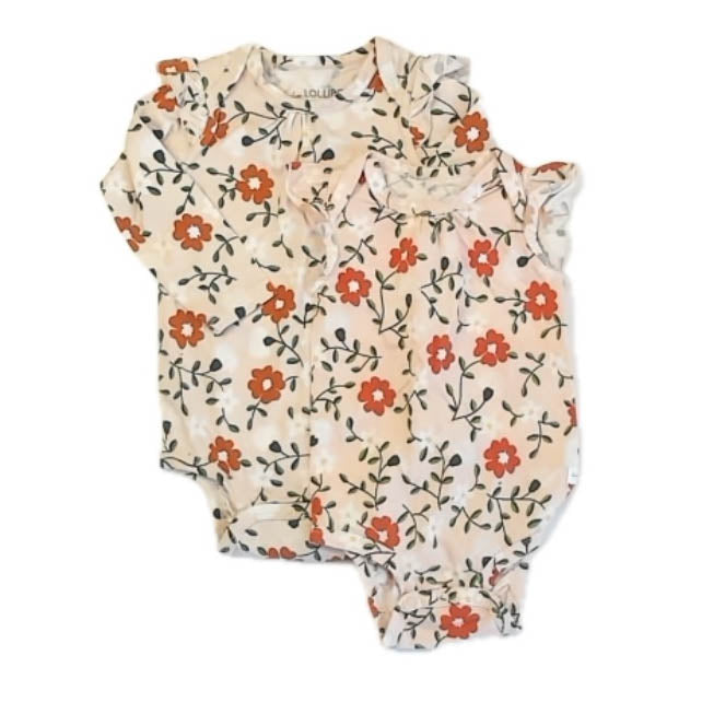 Lou Lou Girls Floral Onesie Size: 0-6 Months Floral