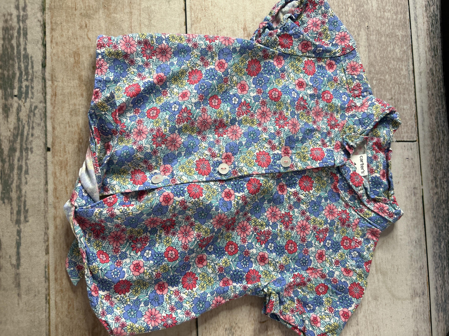 Carters Girls Floral Button Down Short Sleeve Size: 12 months Floral