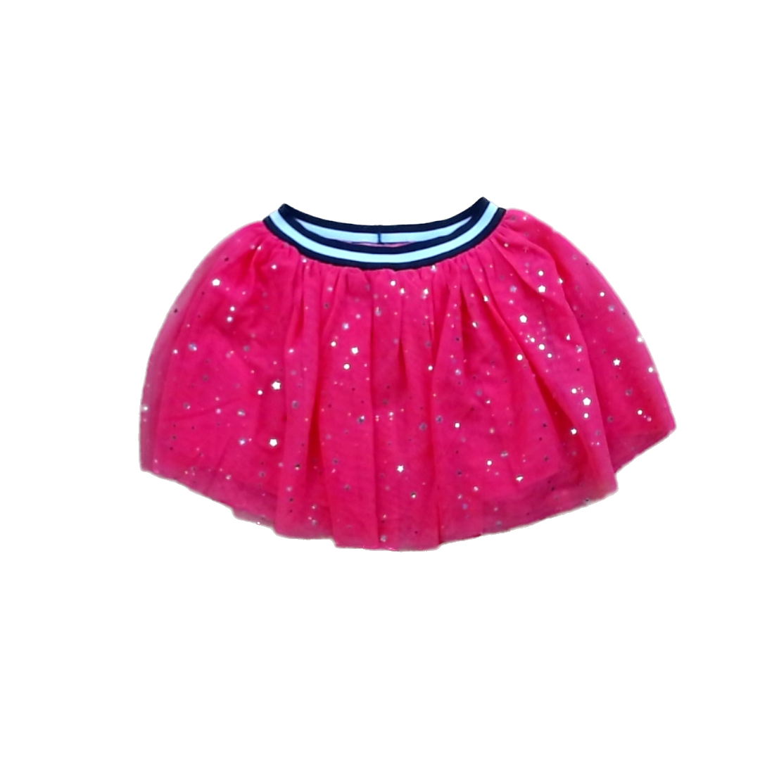 Rockets Of Awesome Girls Florescent Pink | Silver Stars | Black and White Stripe Wais Skirt Size: 4T Florescent Pink | Silver Stars | Black and White Stripe Wais