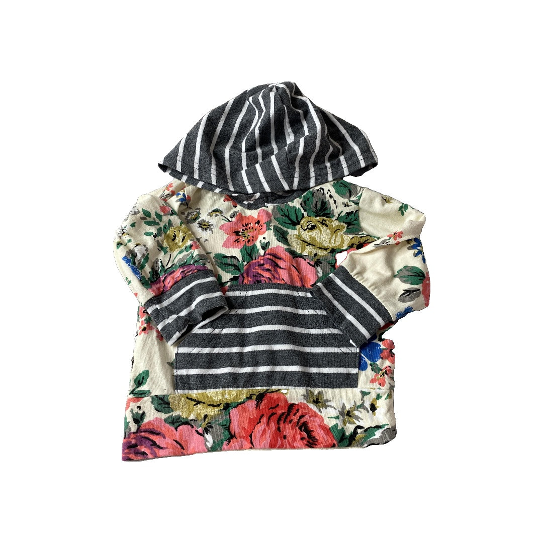 FunkyBerry Girls Flowers | Grey | White | Stripe Sweater Size: 6 months Flowers | Grey | White | Stripe