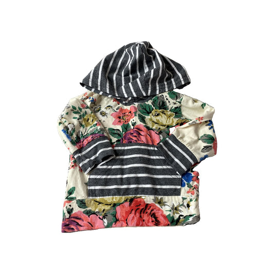 FunkyBerry Girls Flowers | Grey | White | Stripe Sweater Size: 6 months Flowers | Grey | White | Stripe