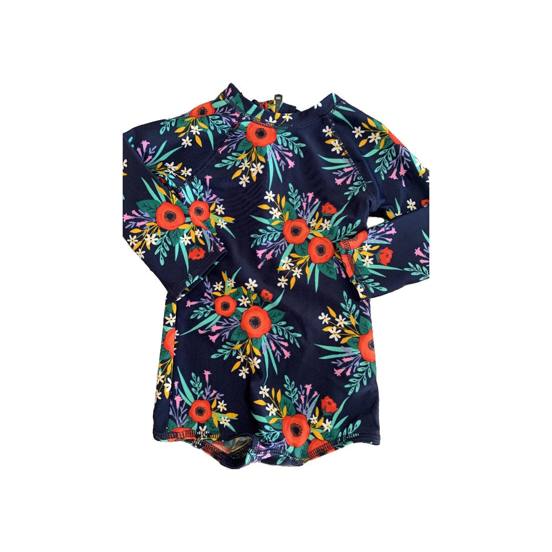 Cat & Jack Girls Flowers | Navy Blue Swimwear Size: 12 months Flowers | Navy Blue