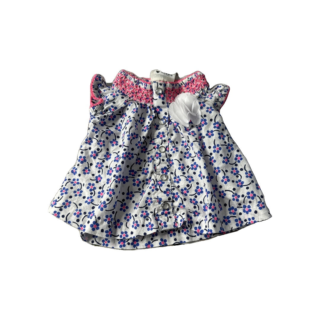 Genuine Girls Flowers | pink | Blue Dress Size: 0-3 months Flowers | pink | Blue