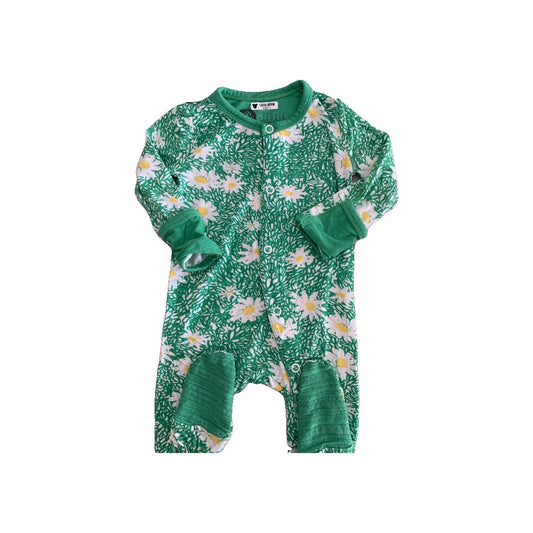 Clover Baby & Kids Girls Flowers | Yellow | light green Onesie Size: 3-6 months Flowers | Yellow | light green