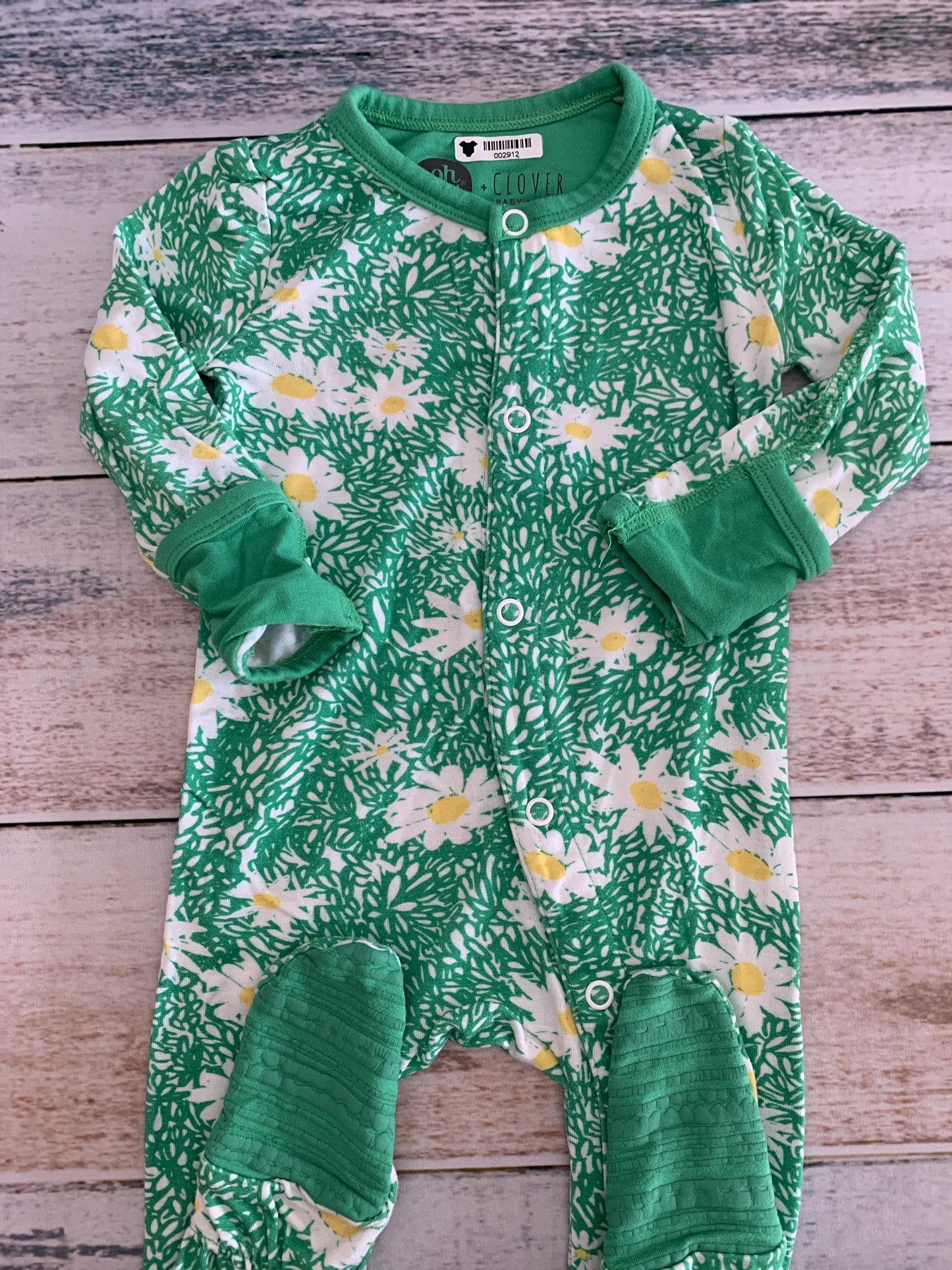 Clover Baby & Kids Girls Flowers | Yellow | light green Onesie Size: 3-6 months Flowers | Yellow | light green