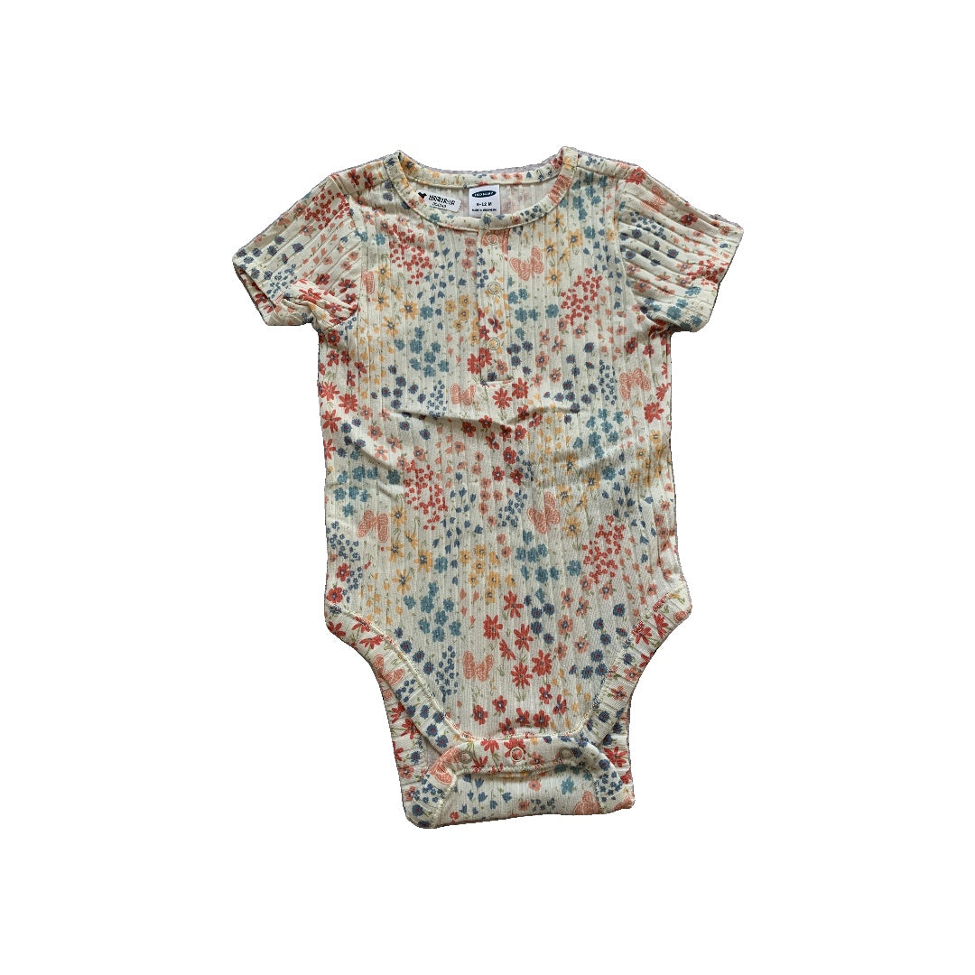Old Navy Girls Flowers Onesie Size: 6-12 months Flowers