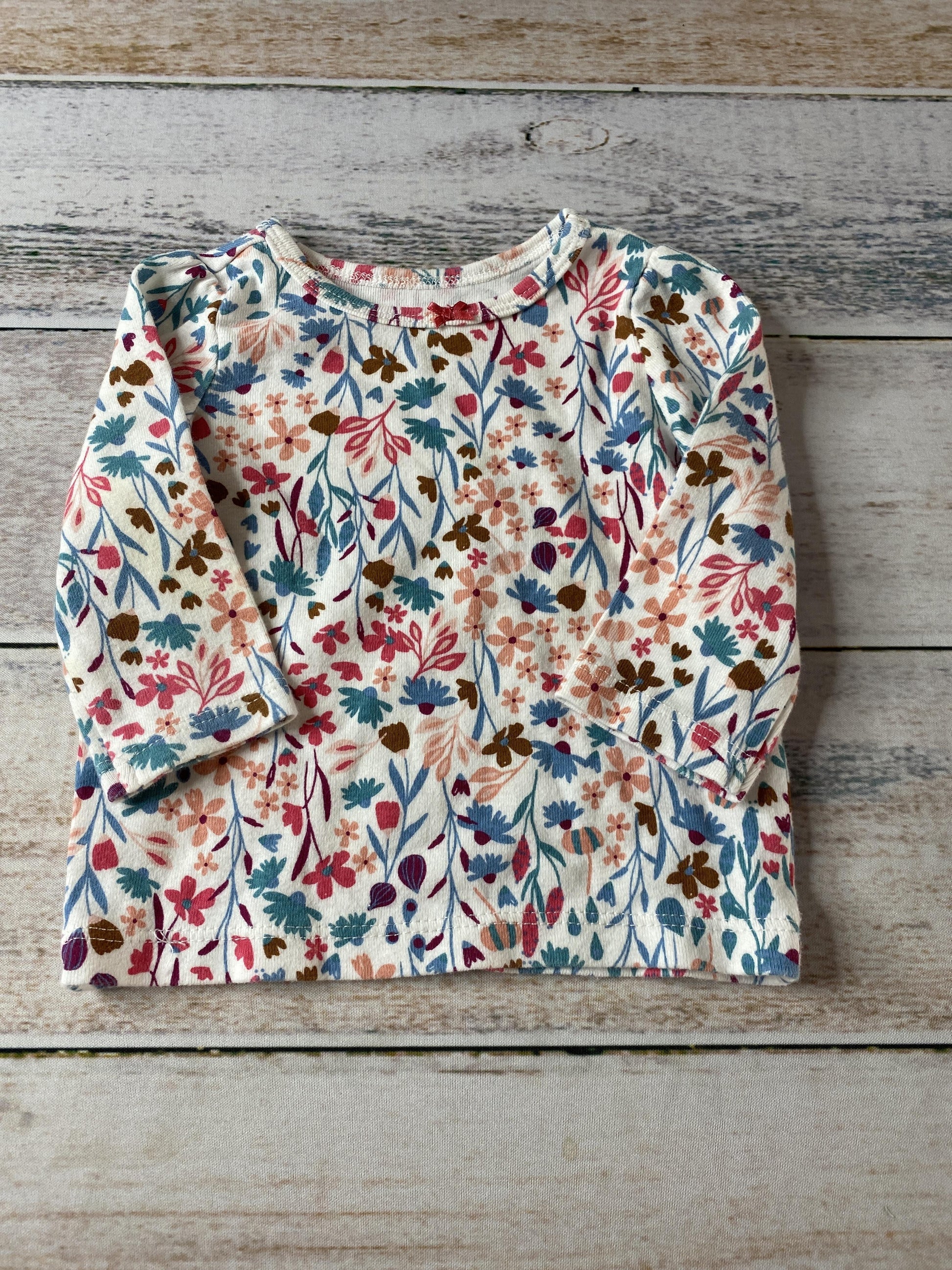 Carters Girls Flowers Long Sleeve Shirt Size: 3 months Flowers