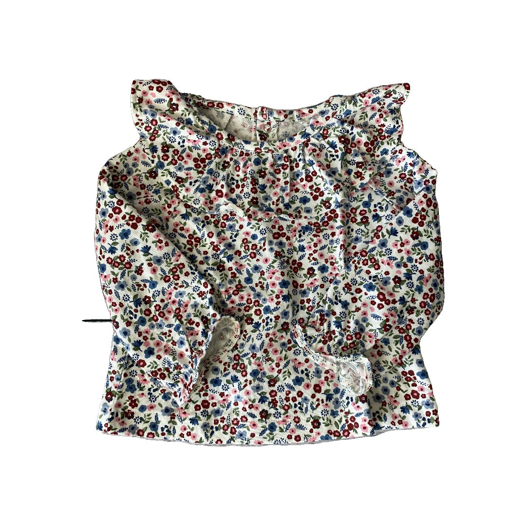 Oliver & Rain Girls Flowers Long Sleeve Shirt Size: 12M Flowers