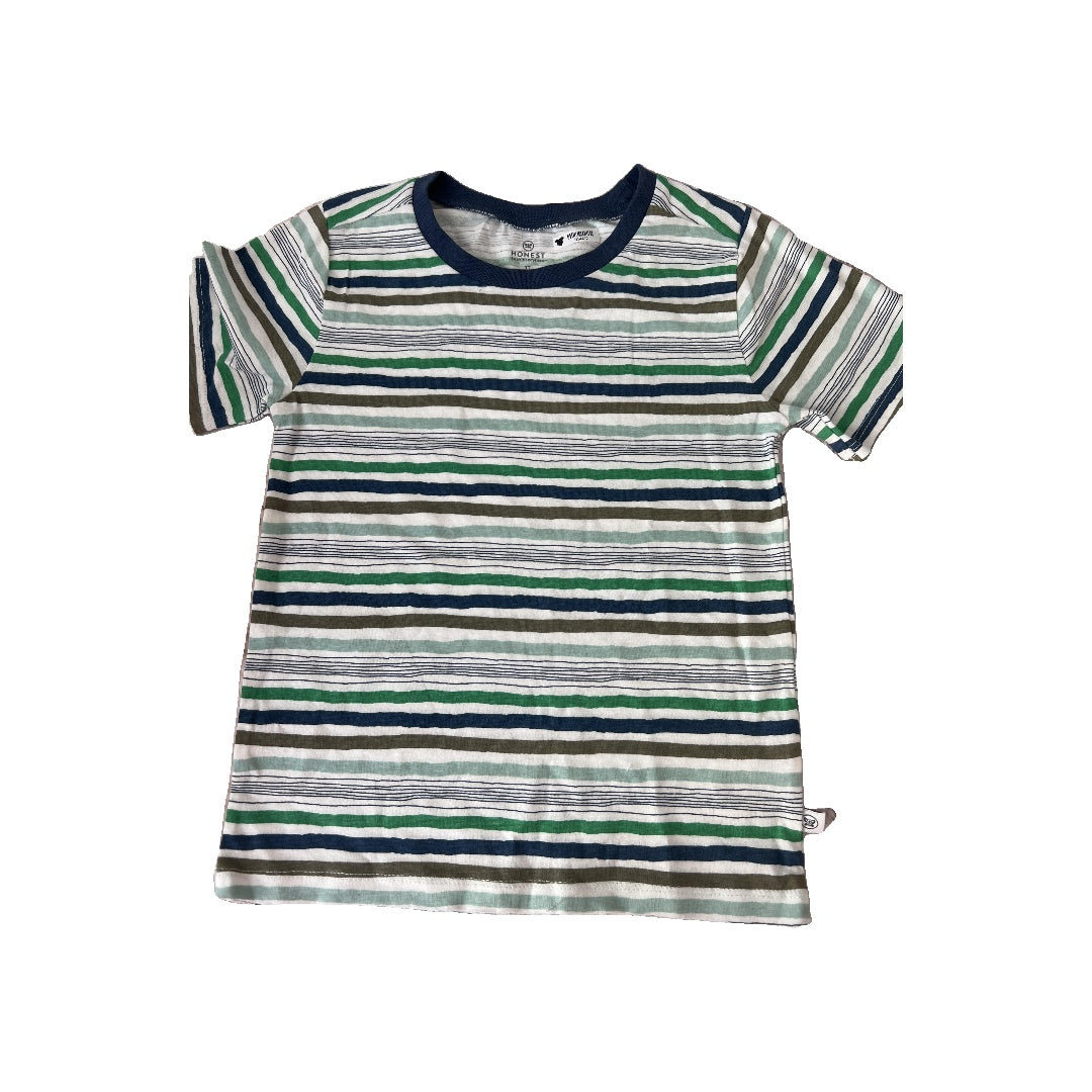 Honest co Boys Forest Green | Army Green | Stripe | light green T-Shirt Size: 3T Forest Green | Army Green | Stripe | light green