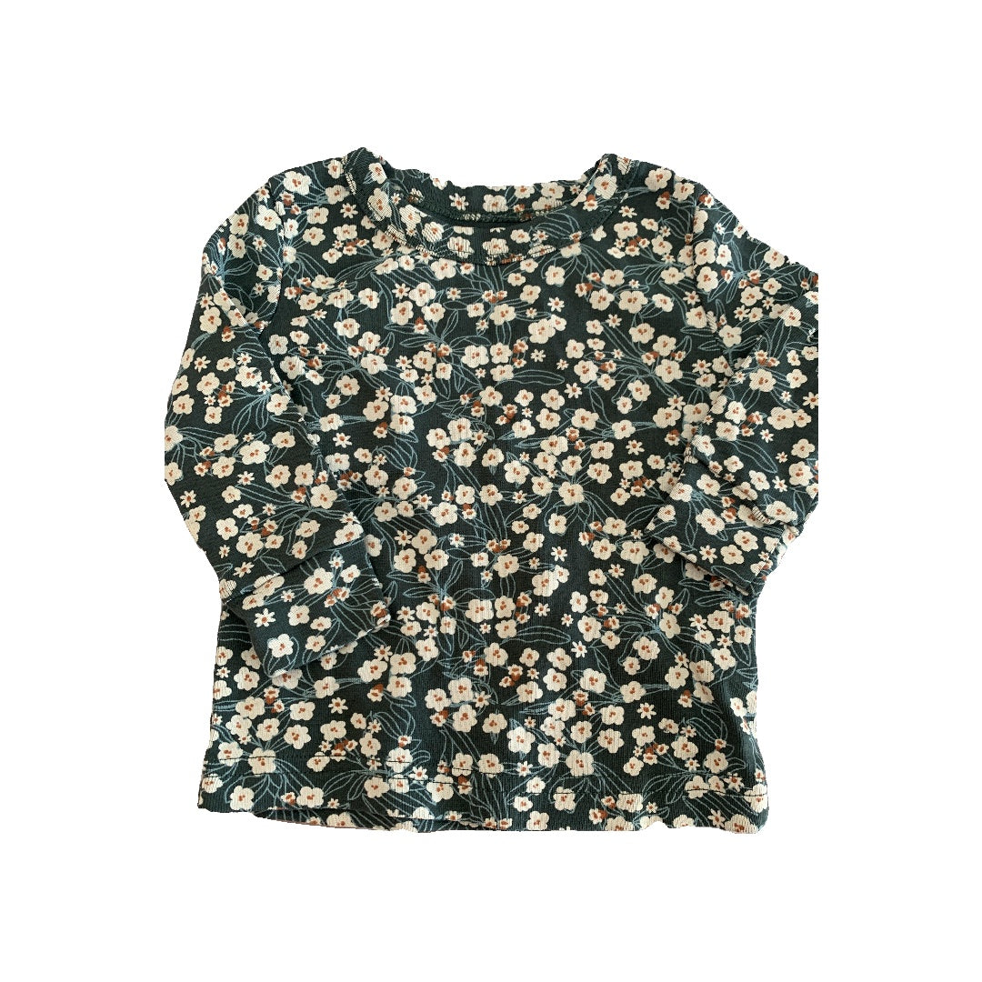 Oliver & Rain Girls Forest Green | Flowers Pajamas Size: 6 months Forest Green | Flowers