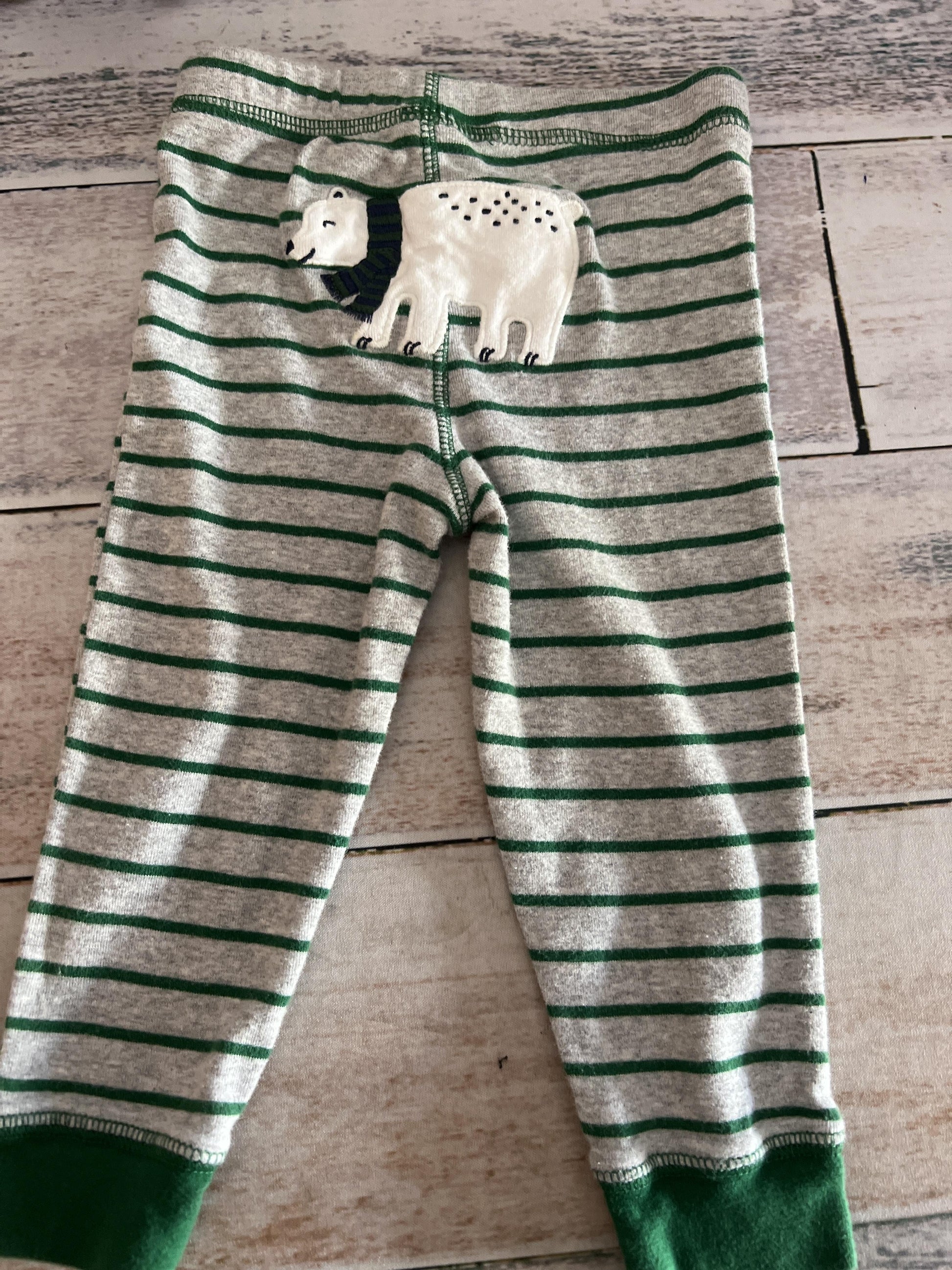 Carters Unisex Forest Green | Grey | Striped Pants Size: 18 months Forest Green | Grey | Striped