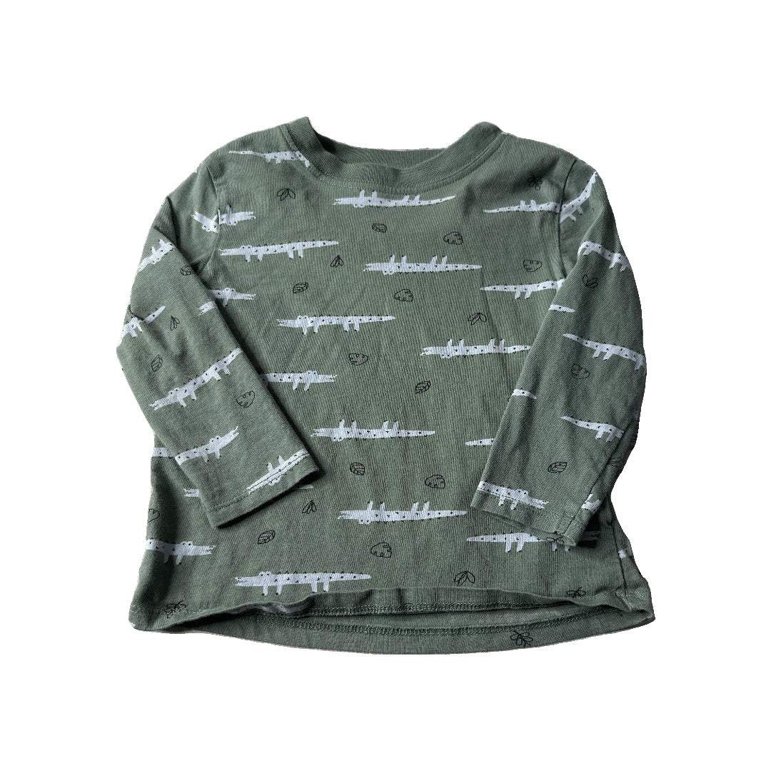 Mighty Goods Boys Forest Green | Light Blue | alligators Long Sleeve T-Shirt Size: 24 months Forest Green | Light Blue | alligators