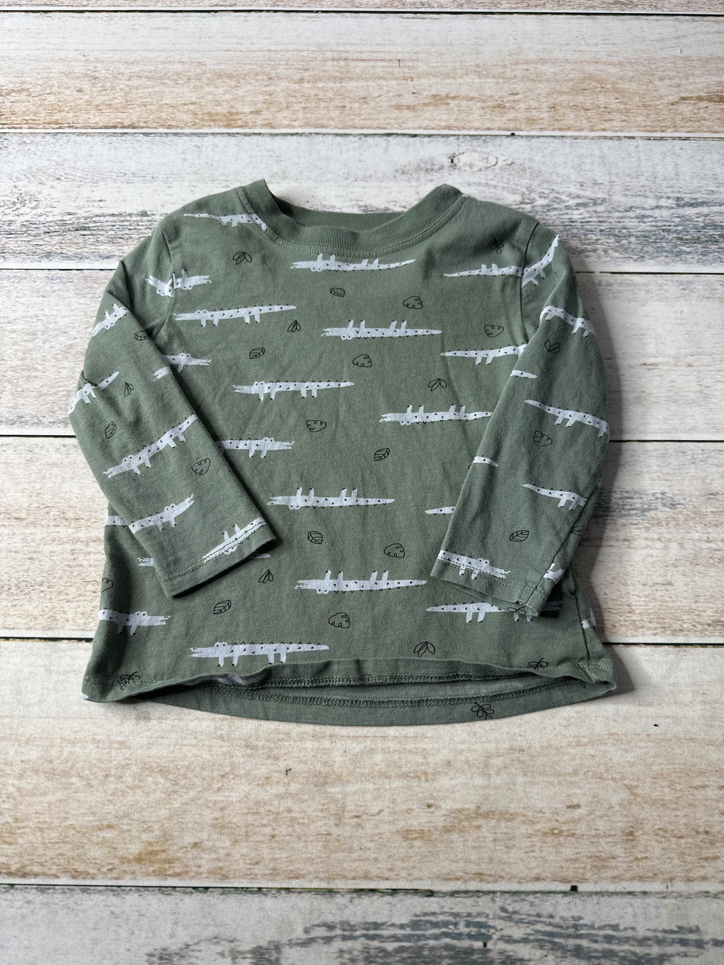 Mighty Goods Boys Forest Green | Light Blue | alligators Long Sleeve T-Shirt Size: 24 months Forest Green | Light Blue | alligators