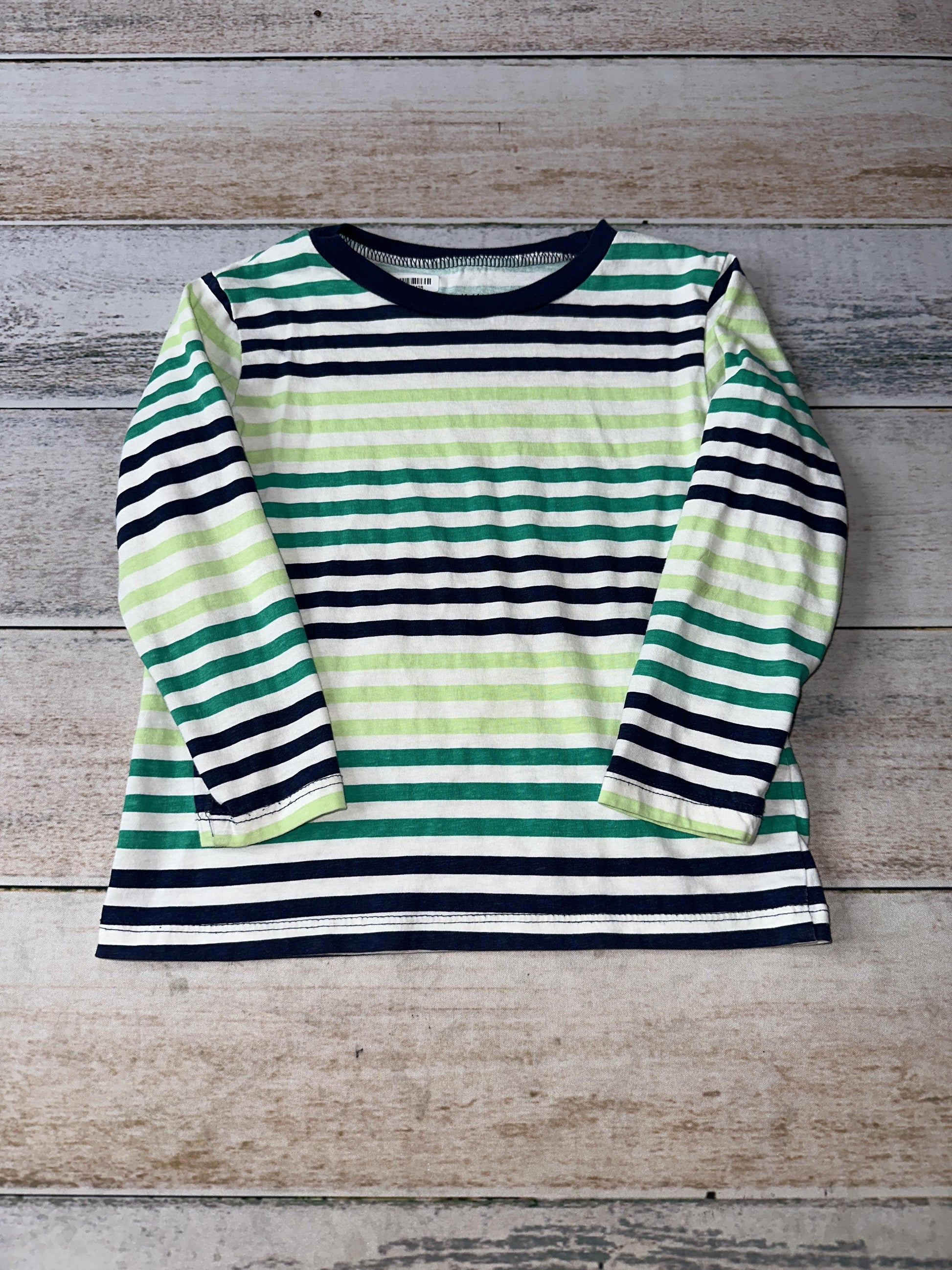 H&M Boys Forest Green | light green | Stripe Long Sleeve Shirt Size: 3T Forest Green | light green | Stripe