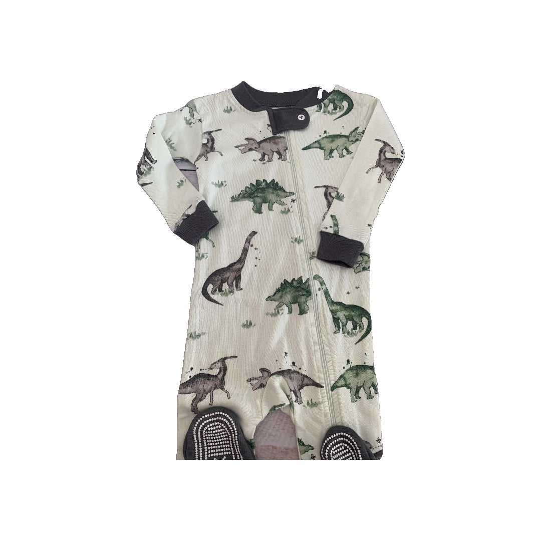 Burt's Bees Boys Forest Green | Mint | Dinosaur Pajamas Size: 3-6 months Forest Green | Mint | Dinosaur