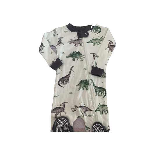 Burt's Bees Boys Forest Green | Mint | Dinosaur Pajamas Size: 3-6 months Forest Green | Mint | Dinosaur