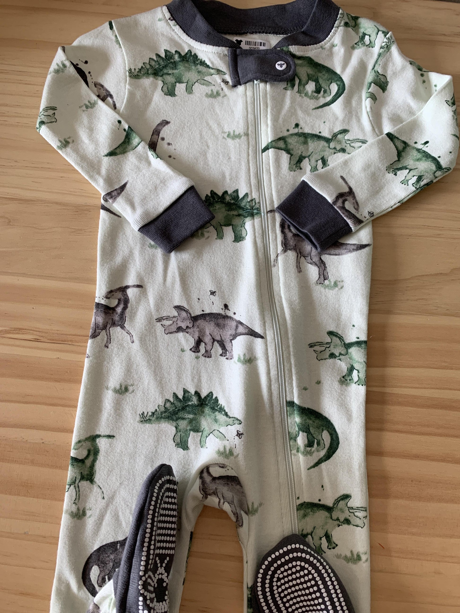 Boys Forest Green | Mint | Dinosaur Pajamas Size: 6-9 months Forest Green | Mint | Dinosaur