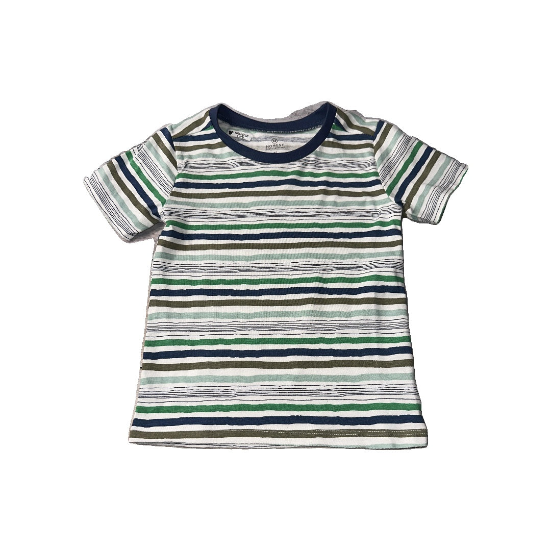 Honest co Boys Forest Green | Navy Blue | Stripe T-Shirt Size: 2T Forest Green | Navy Blue | Stripe