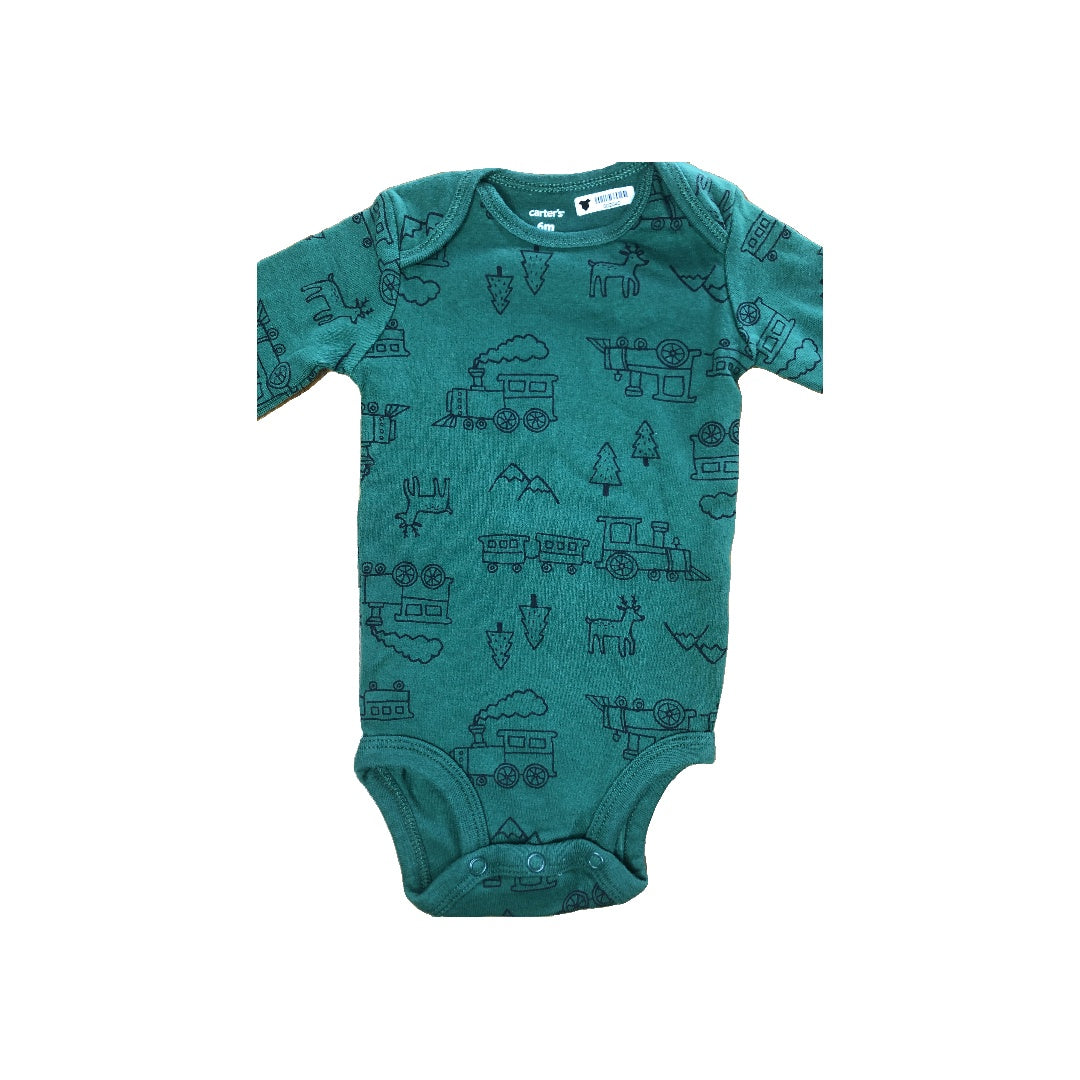 Carters Unisex Forest Green | Navy Blue Onesie Size: 6 months Forest Green | Navy Blue