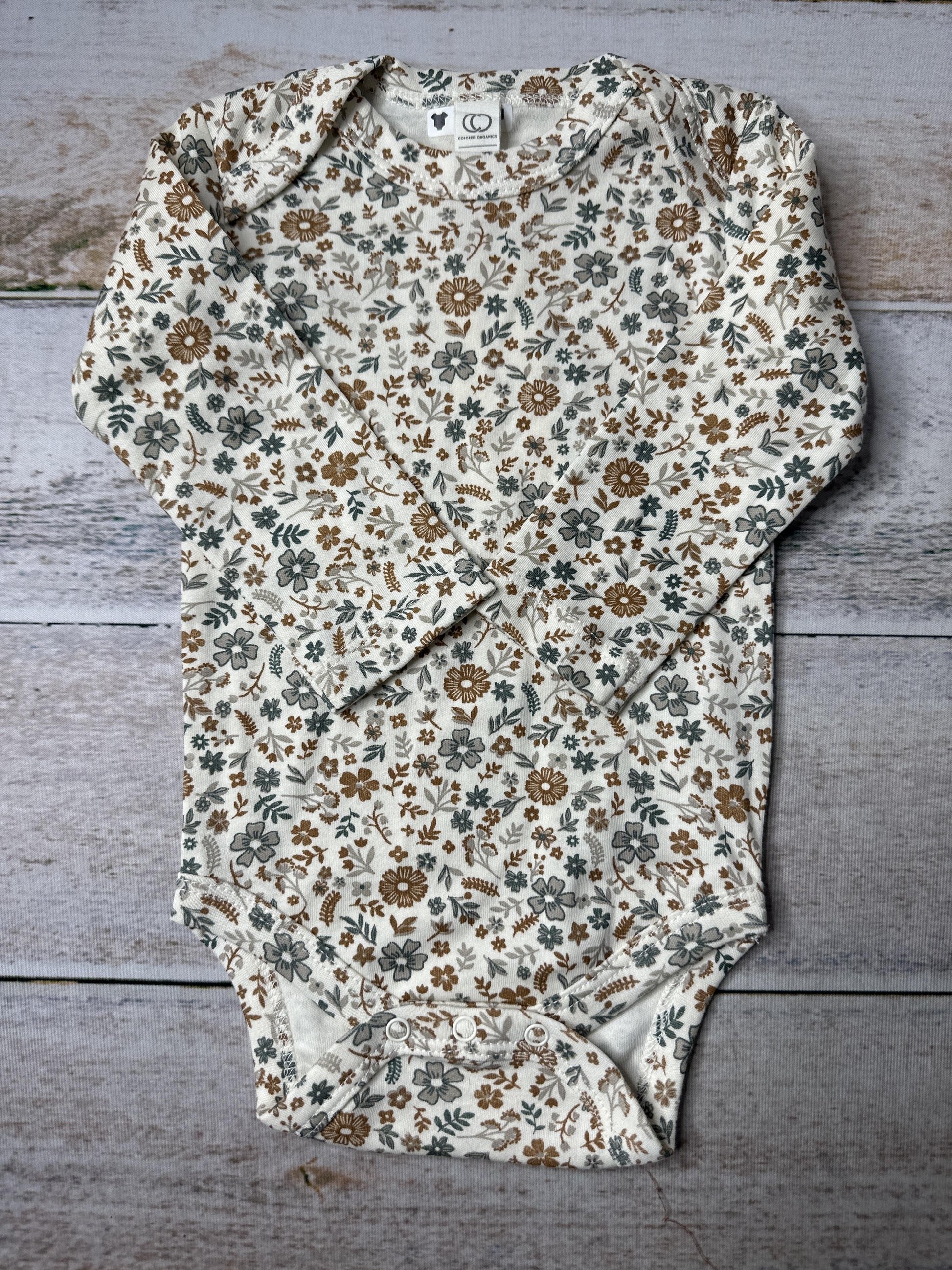 Colored Organics Girls Forest Green | orange | Brown Onesie Size: 3-6 months Forest Green | orange | Brown