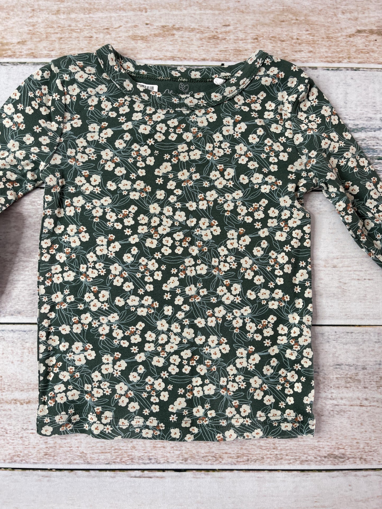 Oliver & Rain Girls Forest Green | Pink floral Pajamas Size: 2T Forest Green | Pink floral