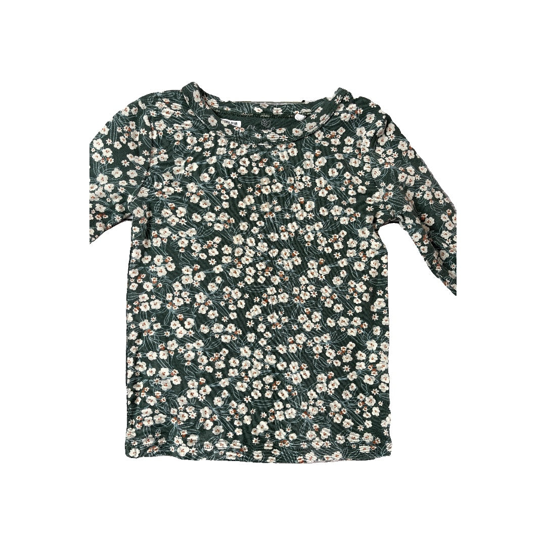 Oliver & Rain Girls Forest Green | Pink floral Pajamas Size: 2T Forest Green | Pink floral