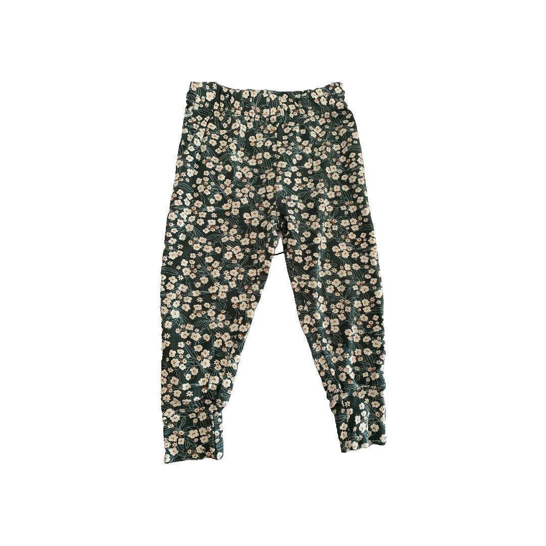 Oliver & Rain Girls Forest Green | Pink floral Pajamas Size: 2T Forest Green | Pink floral