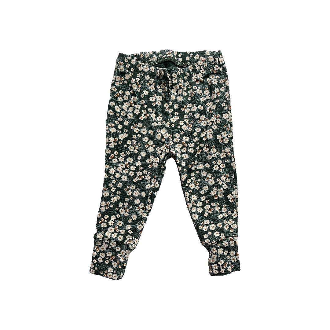 Oliver & Rain Girls Forest Green | Pink floral Pajamas Size: 12 months Forest Green | Pink floral