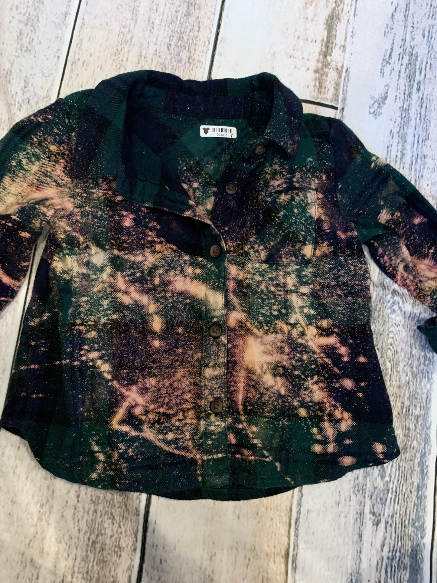 Lemon Aid Unisex Forest Green | plaid | Tie Dye Button Down Short Sleeve Size: 18 months Forest Green | plaid | Tie Dye