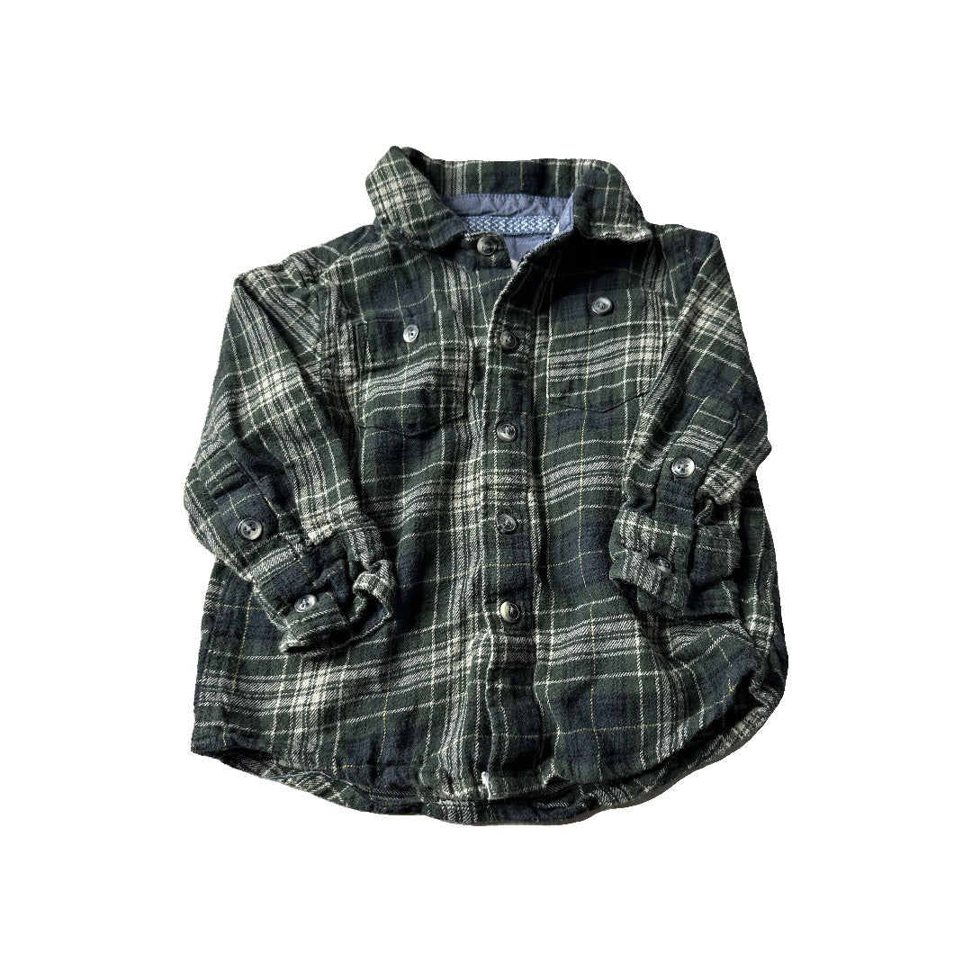 Sovereign Code Boys Forest Green | plaid Button Down Short Sleeve Size: 18 months Forest Green | plaid