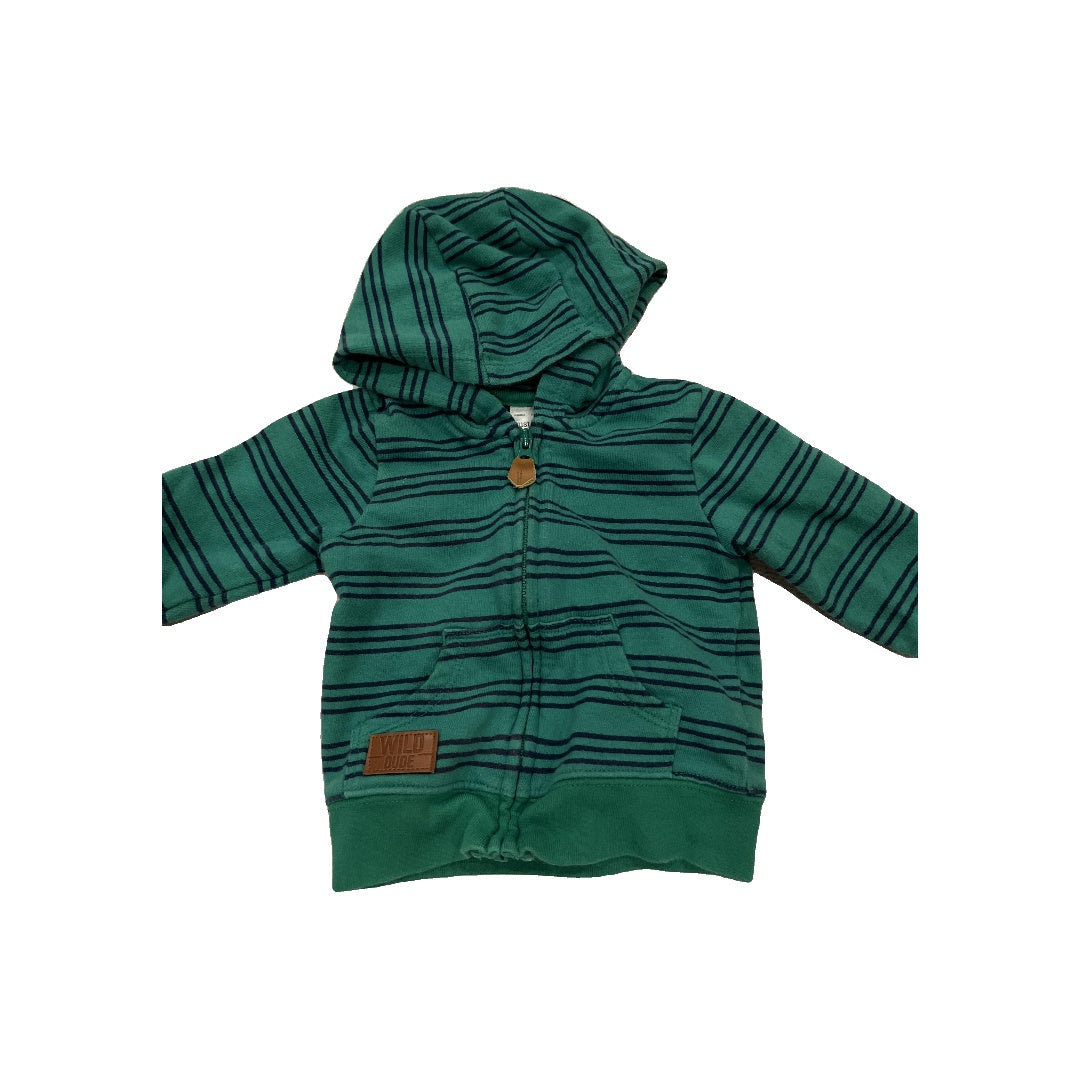 Carters Boys Forest Green | Striped Hoodie Size: 3-6 months Forest Green | Striped
