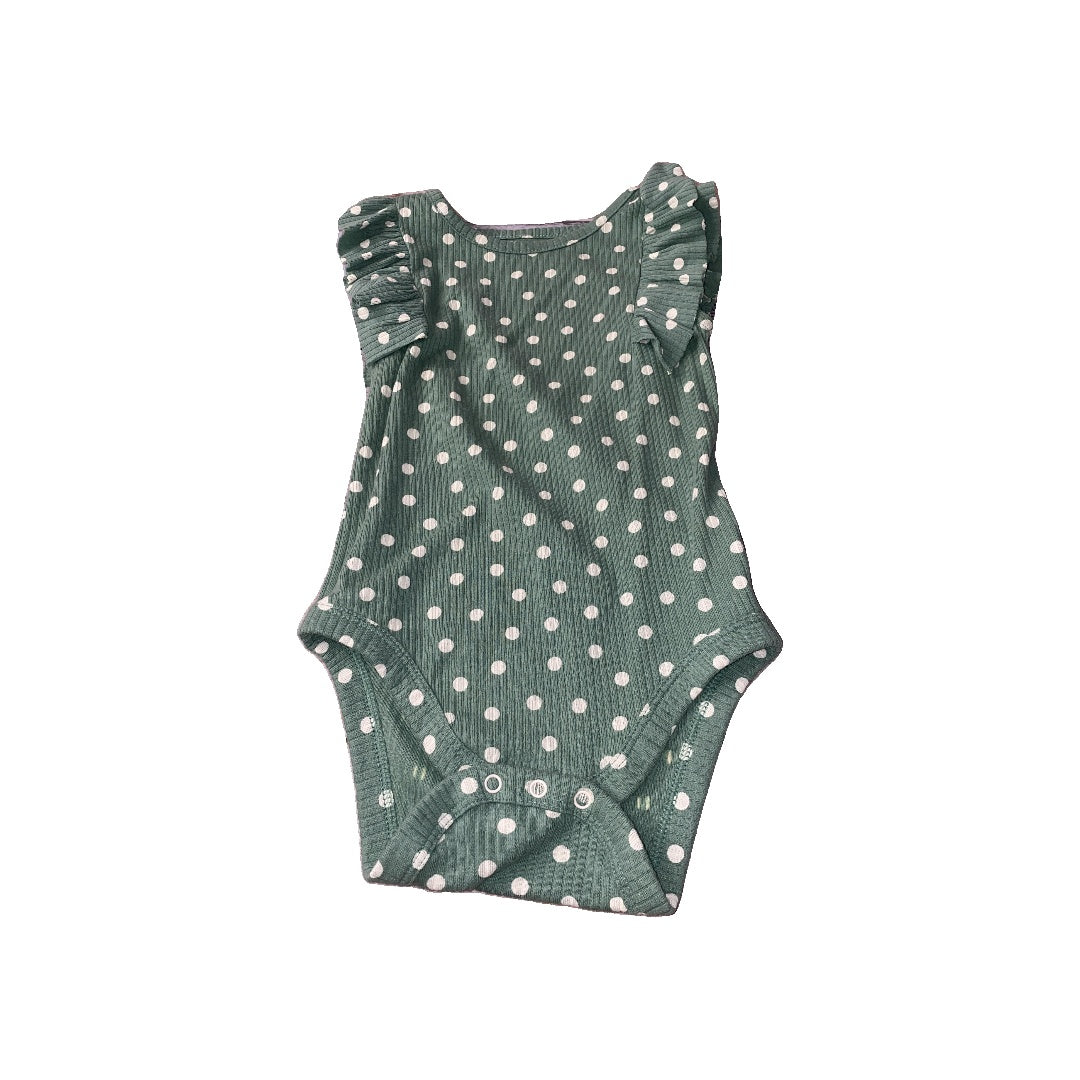 Cat & Jack Girls Forest Green | White | polka dot Onesie Size: 18 months Forest Green | White | polka dot