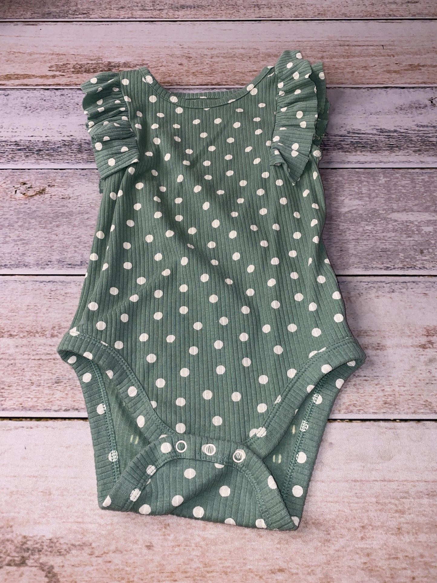 Cat & Jack Girls Forest Green | White | polka dot Onesie Size: 18 months Forest Green | White | polka dot