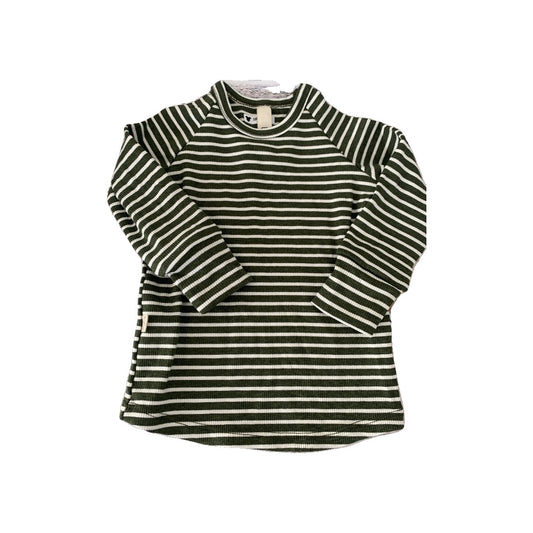 Childhoods Clothing Boys Forest Green | White | Stripe Long Sleeve Shirt Size: 6-12 months Forest Green | White | Stripe