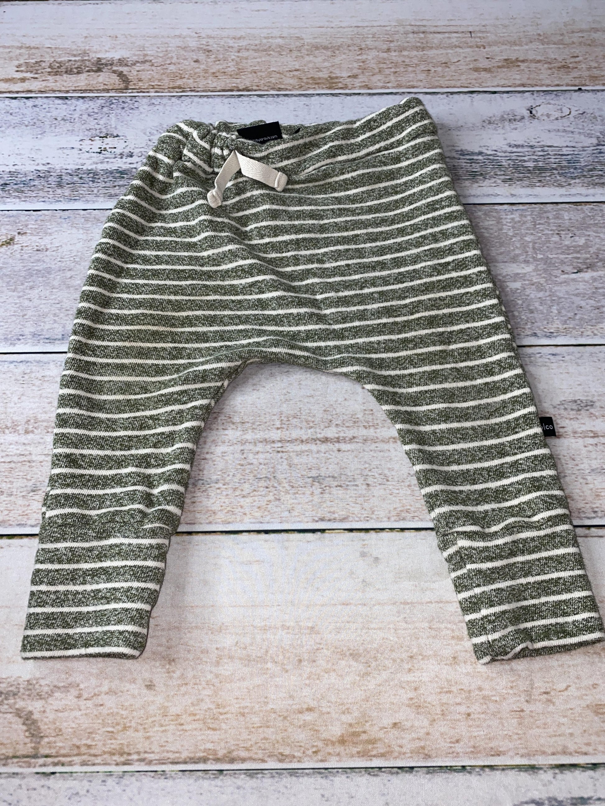 BabySprouts co Girls Forest Green | White | Striped Pants Size: 6-12 months Forest Green | White | Striped
