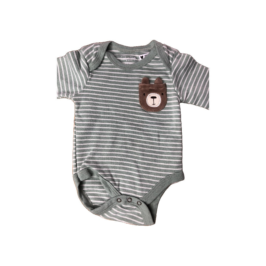Rene Rofe Unisex Forest Green | White | Striped Onesie Size: 0-3 months Forest Green | White | Striped