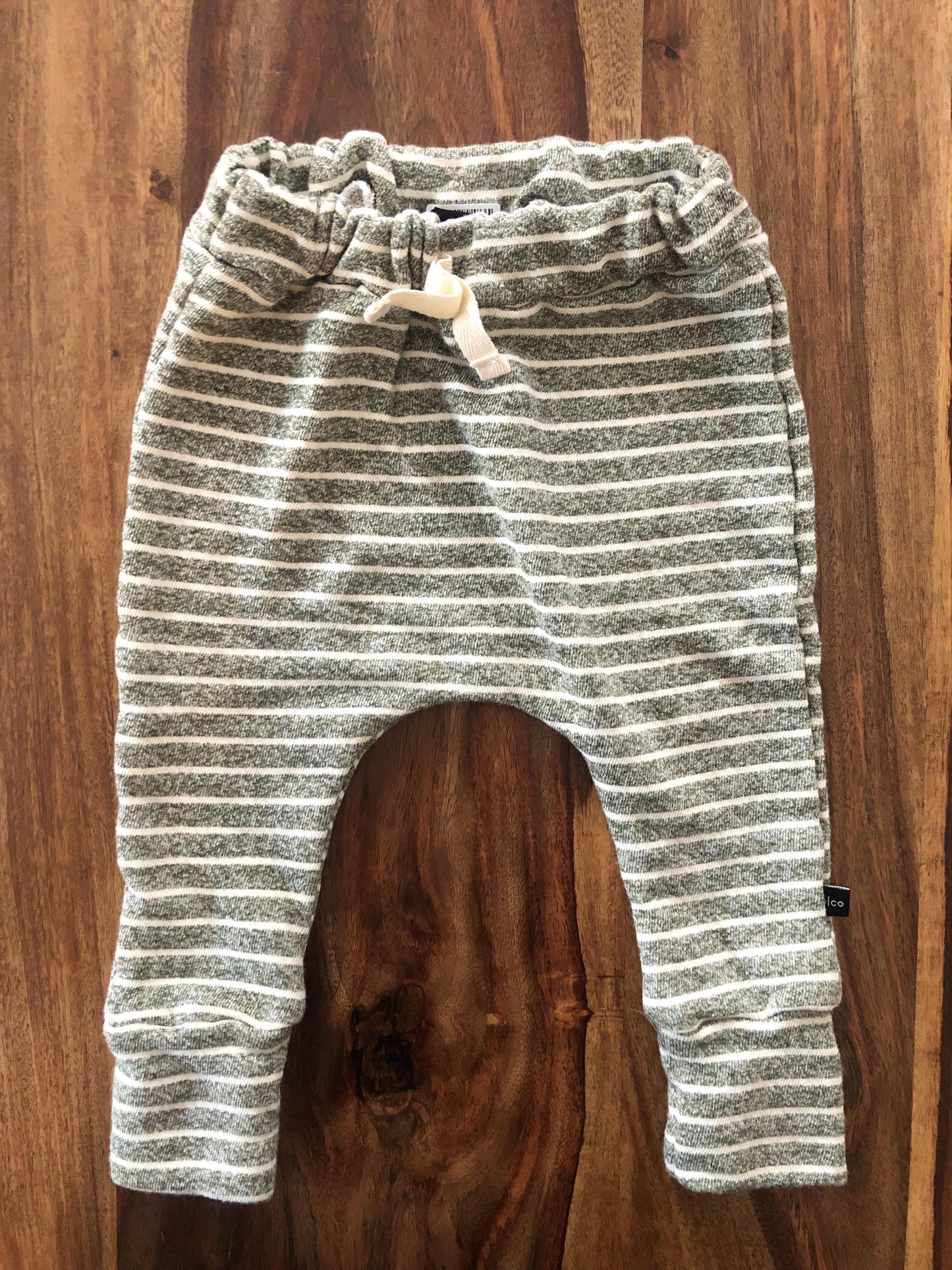 BabySprouts co Girls Forest Green | White | Striped Pants Size: 12-18 months Forest Green | White | Striped