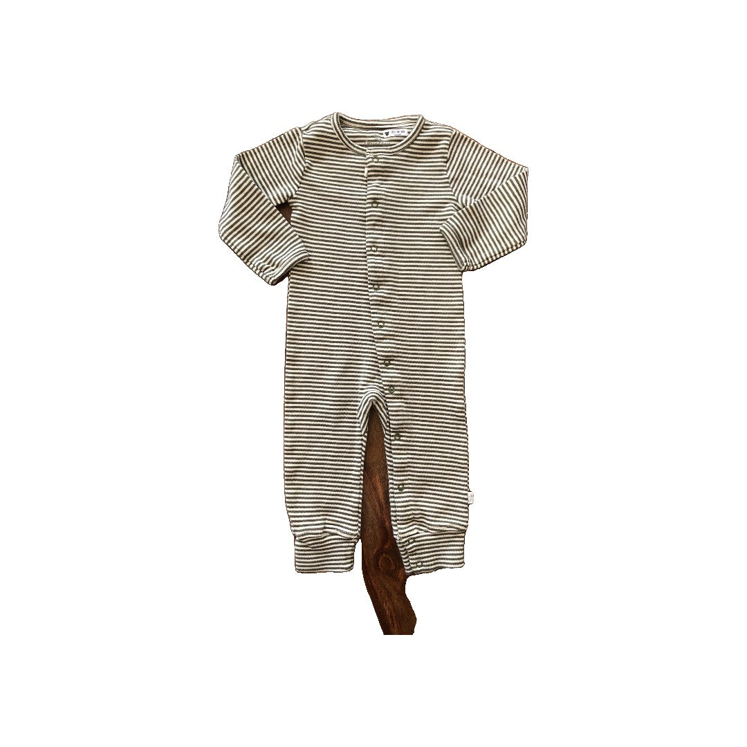 Oliver & Rain Unisex Forest Green | White | Striped Pajamas Size: 12 months Forest Green | White | Striped