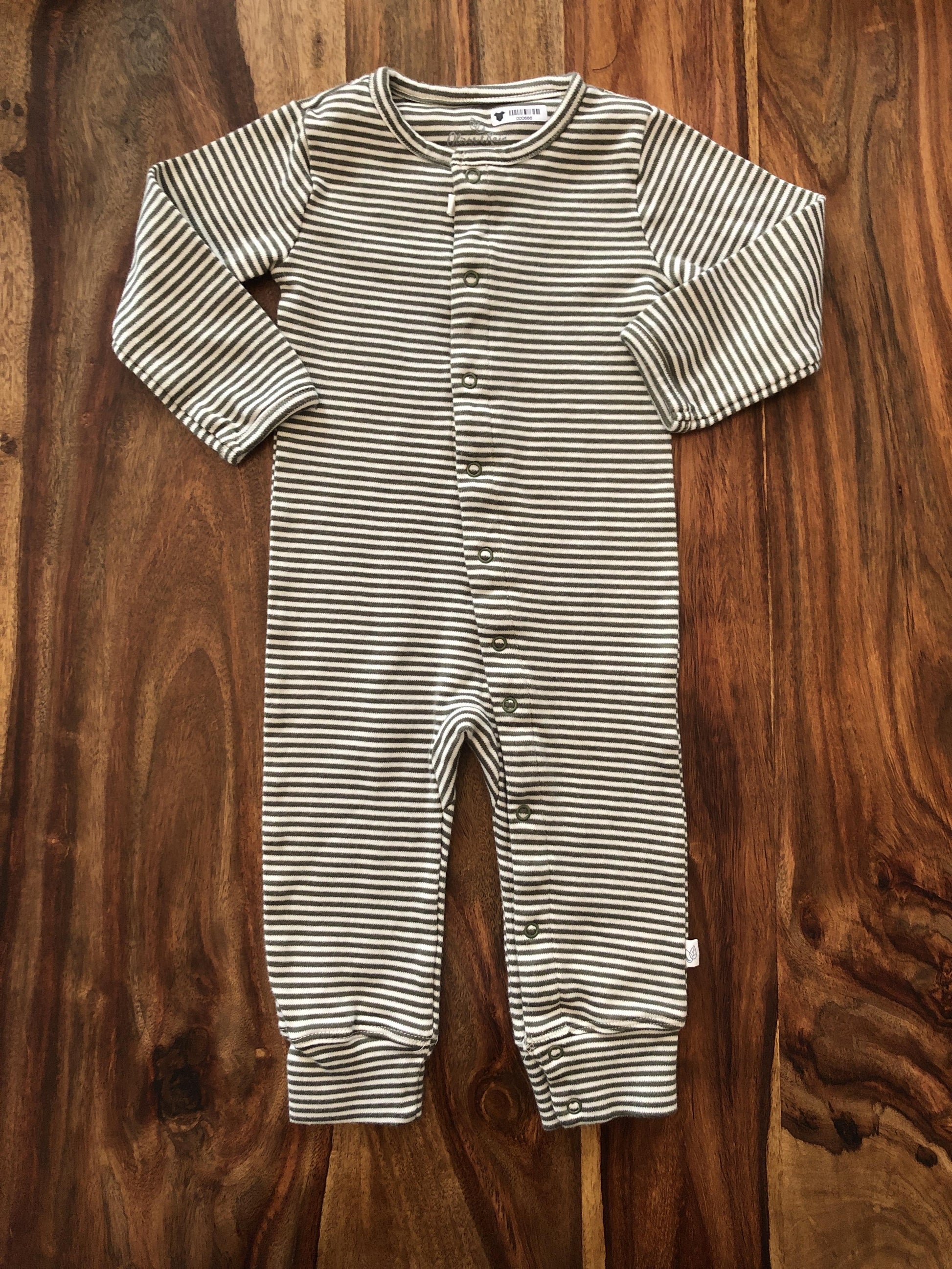 Oliver & Rain Unisex Forest Green | White | Striped Pajamas Size: 12 months Forest Green | White | Striped