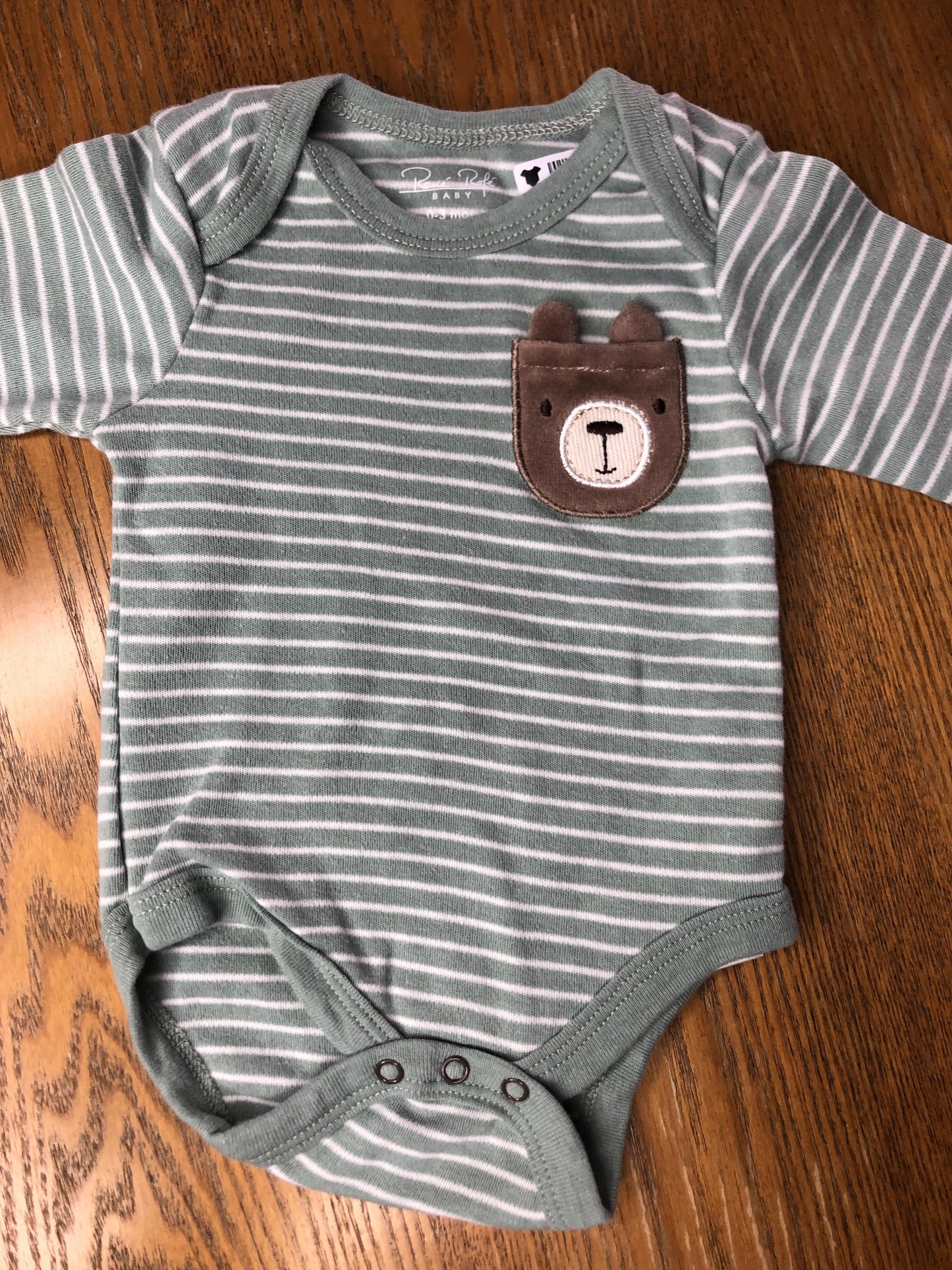 Rene Rofe Unisex Forest Green | White | Striped Onesie Size: 0-3 months Forest Green | White | Striped