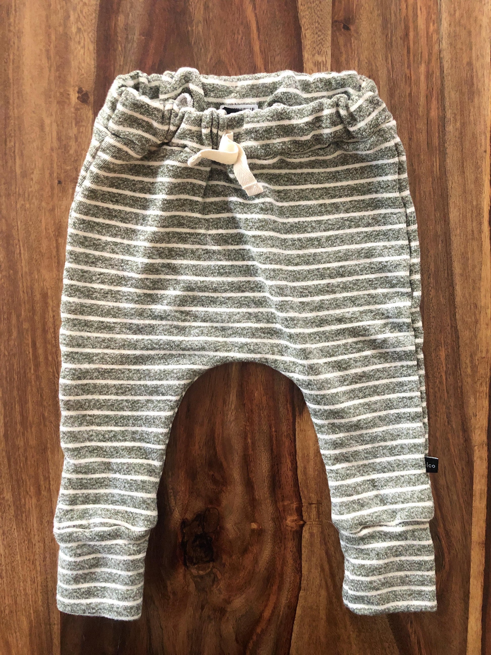 BabySprouts co Girls Forest Green | White | Striped Pants Size: 12-18 months Forest Green | White | Striped
